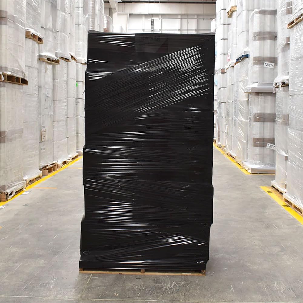 6 rouleaux de film étirable noir 23 microns 500mm 1,8kg film pour palettes emballage étirable rouleau de plastique extensible pour emballer colis protection plastique emballage déménagement