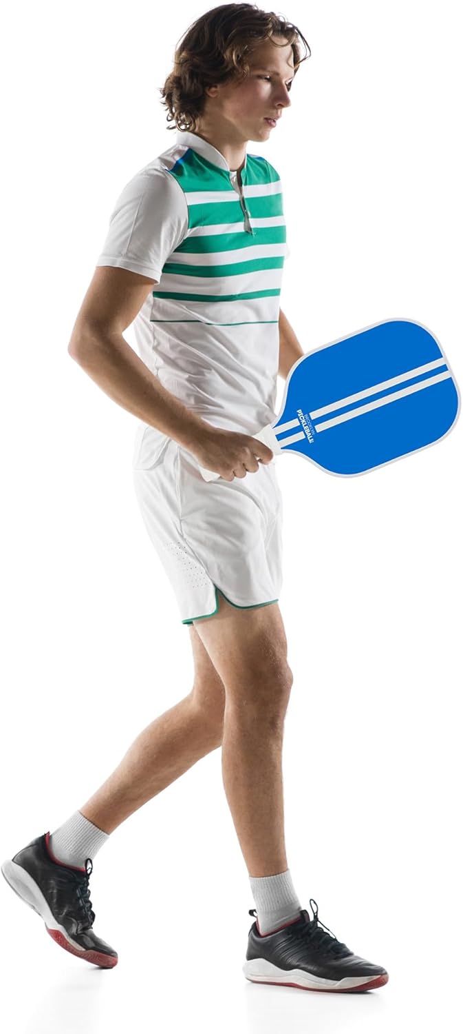 Brooklyn Pickleball Co. | White & Blue Pickle Ball Paddles | Carbon Fiber | Honeycomb Core | Ribbed Non-Slip Cushion Grip | Racket Pair | Pickle-Ball Paddles