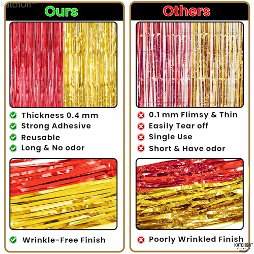 Image of KatchOn, Gold and Red Fringe Backdrop - Xtralarge, Pack of 2 | Foil Fringe Curtain for Nurse Graduation Party Decorations | Prom Decorations 2026 | Red and Gold Graduation Decorations 2026