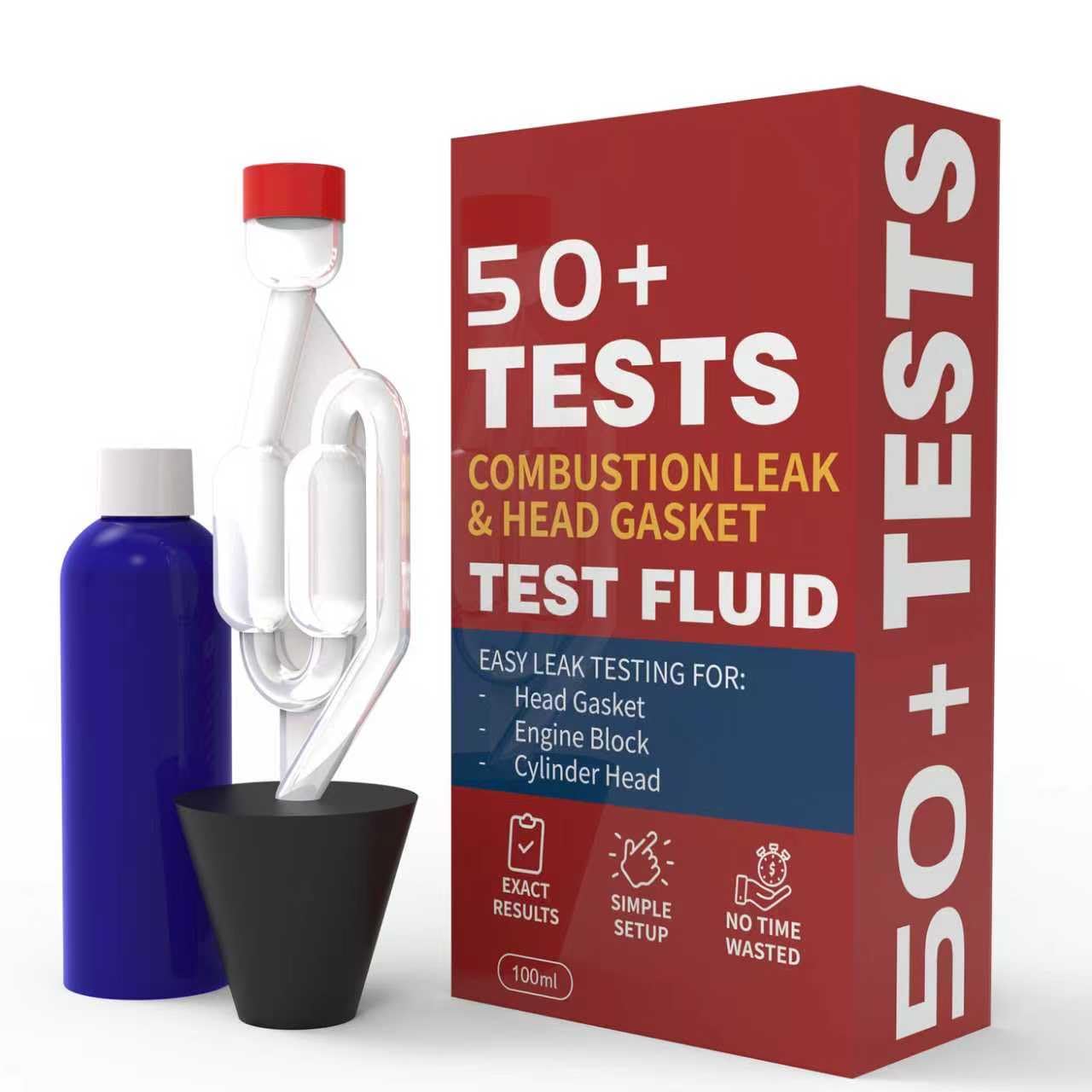 HayaTech - Comprobador Junta Culata CO2 Universal - hasta 50 Tests - Detector Junta Culata Detector Fugas de Gases de Combustión Block Tester para Motores Diésel y Gasolina Kit de Diagnóstico Rápido - 2