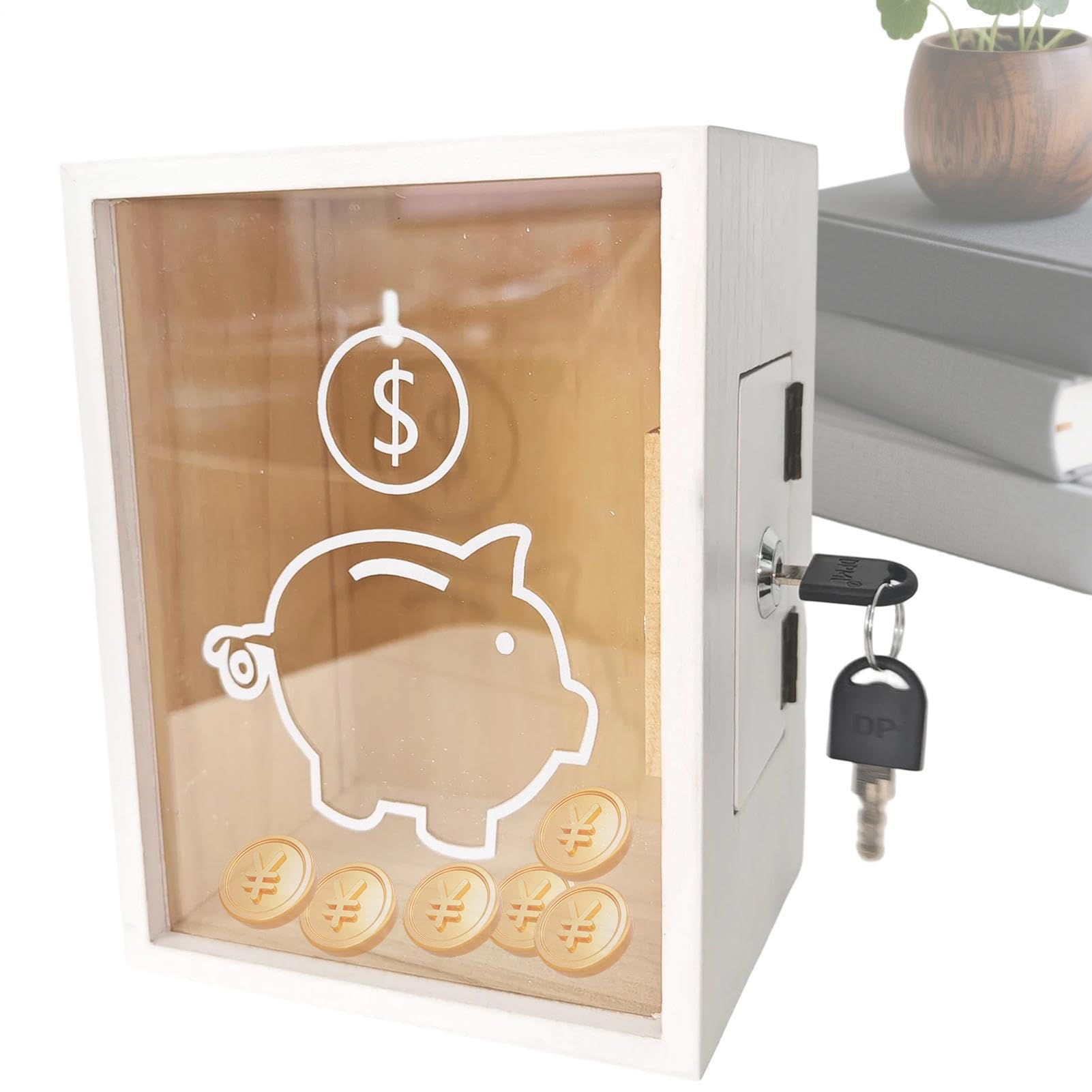 Hucha de piezas con llave ideal como regalo de cumpleaños para niños y niñas