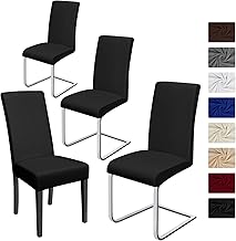BalladHome Housse de Chaise Décor 4 Pièces Housse Chaise Extensible Couverture de Chaise Spandex élastique Universel et Facile à Nettoyer pour Diverses Occasions (4 Pièces, Noir)-J