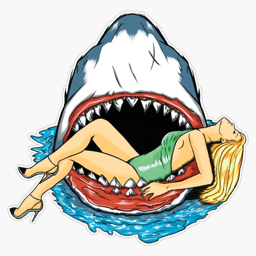 Shark Vinyl Waterproof Sticker Decal Car Laptop Wall Window Bumper Sticker 5"