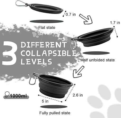 Miniatura 62 de Rest-Eazzzy Cuencos grandes plegables para perros de 33.8 fl oz, paquete de 2 cuencos de agua portátiles para perros, gatos y mascotas, plato