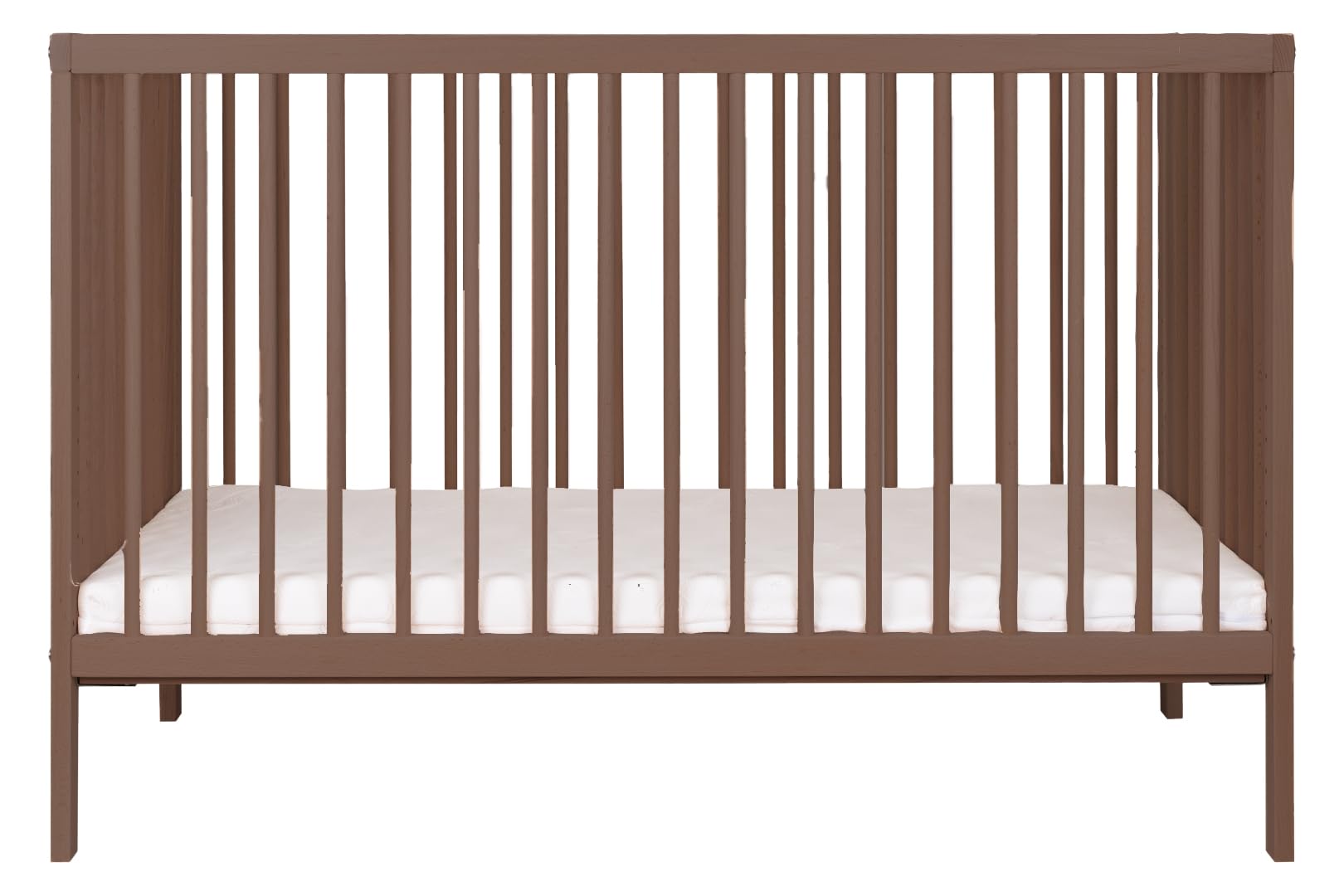 Mokee Mini Lit Bébé Évolutif 60x120cm - Lit Convertible Bébé 100% en Bois Massif - Berceau en Bois Transformable en Lit Enfant - Sommier à Lattes - Lit à Barreaux - Noyer