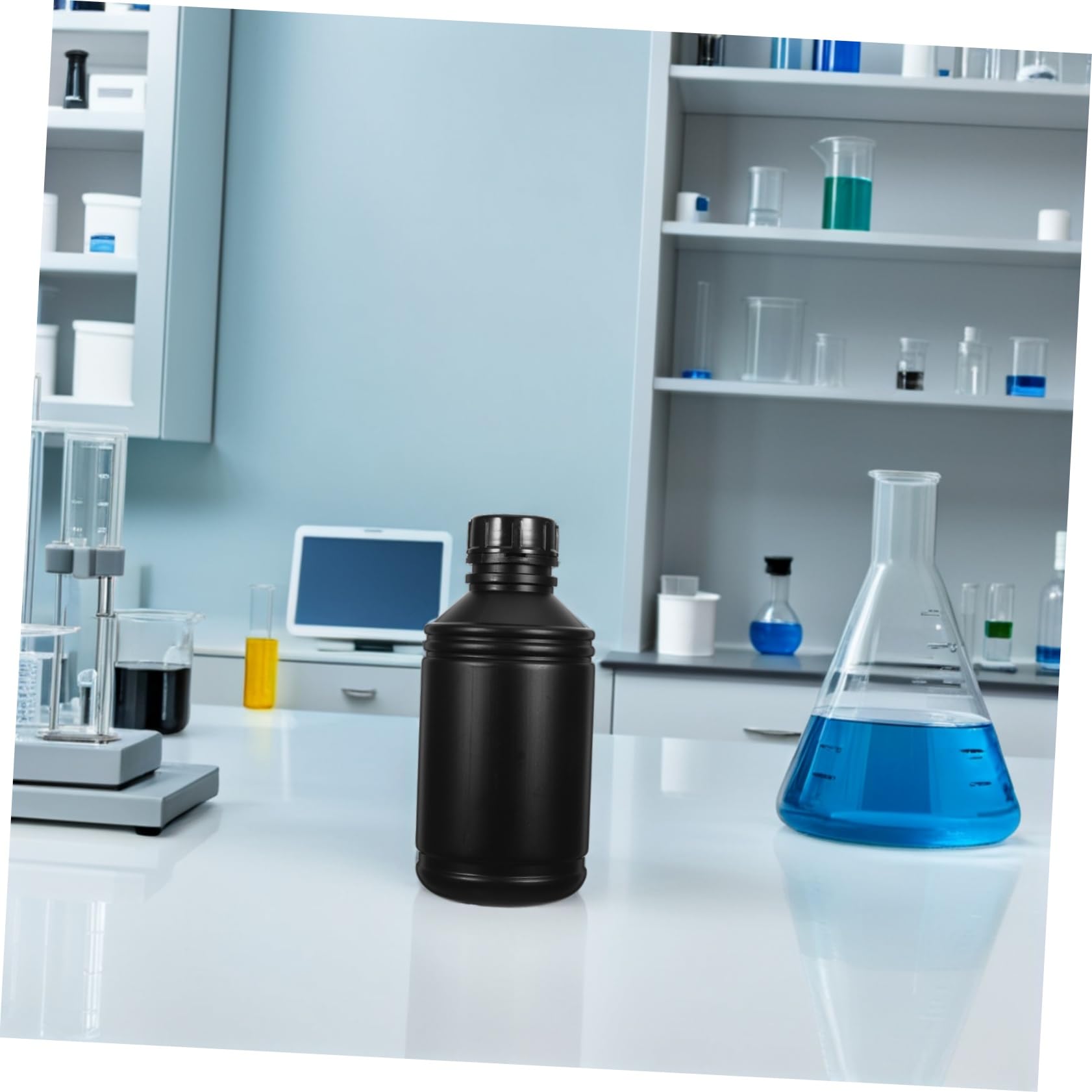 TOPBATHY 12 pièces Bouteilles de Stockage Chimique Hdpe Résistantes Aux Produits Chimiques Bouteilles de Réactifs de Laboratoire Noires avec Protection UV et Bouchons Étanches pour Photo