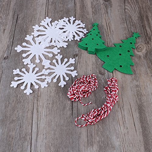 Tinksky 2Pcs Snowflake And Christmas Tree Fabric Party Bunting Banners Christmas Garlands Xmas Decoration Supplies 3 Meters #TOP6