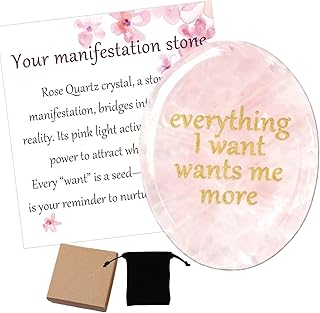 Rose Quartz Thumb Stones for Manifestation, Worry Stone for Anxiety Reli...