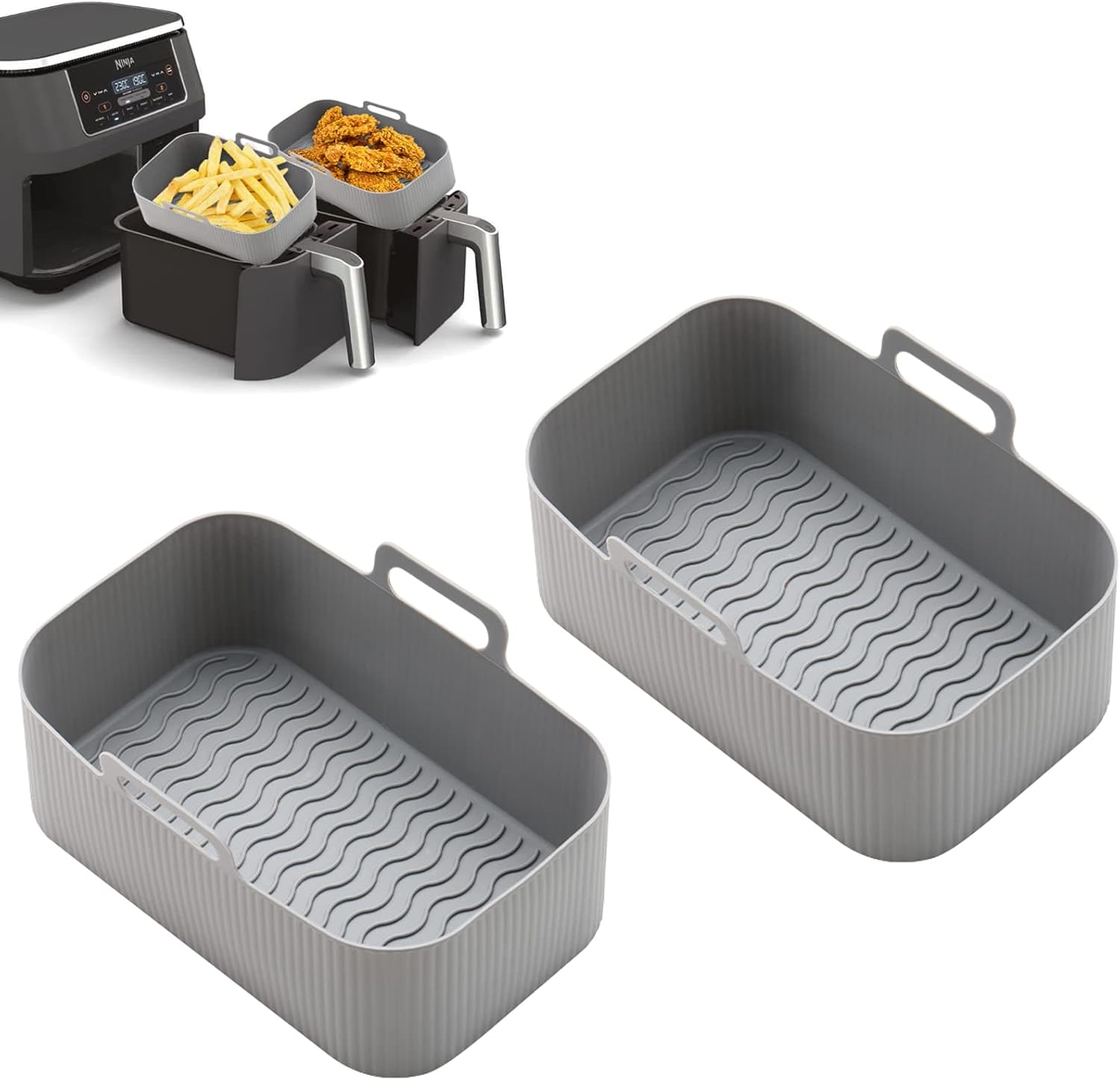 Silicone Air Fryer Liners for Ninja Dual Air Fryer, Reusable Air Fryer