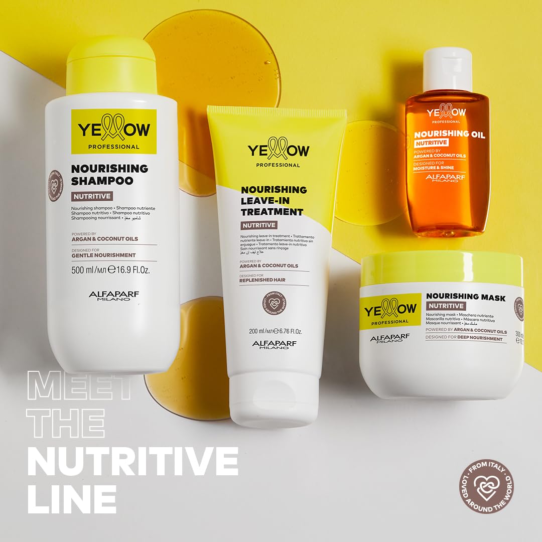 ALFAPARF MILANO Yellow Professional Nutritive Nourishing Shampoo for Dry Hair - Powered by Argan & Coconut Oils - Designed for Gentle Cleansing