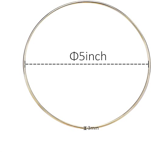 Miniatura 2 de EBOOT 5 anillos de metal para atrapasueños y suministros de manualidades, corona floral dorada, aros de macramé para bodas, bricolaje y manualidades