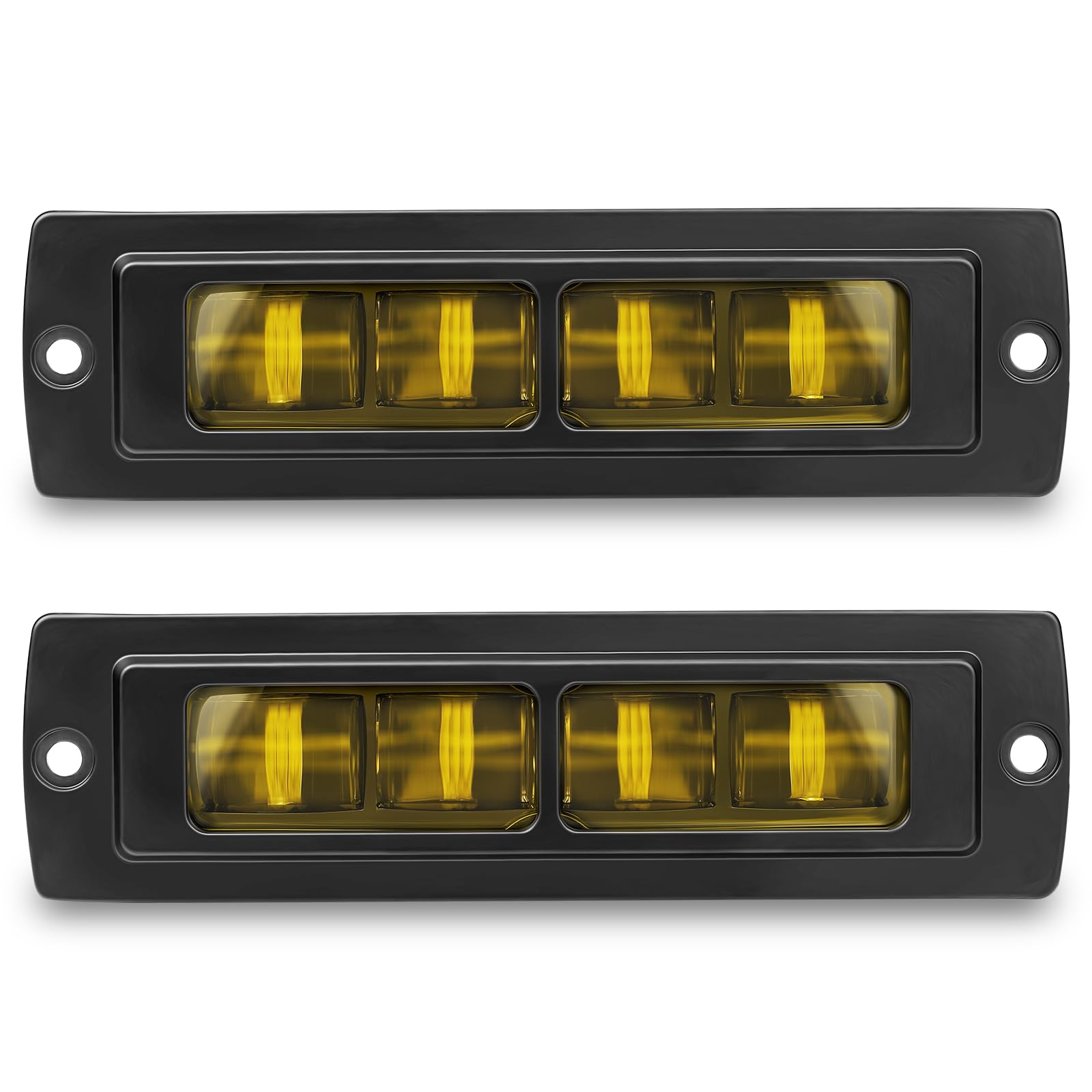 DERI 7 Inch Flush Mount LED Pods, 2PCS Amber 4000K Mount Bumper Fog Lights