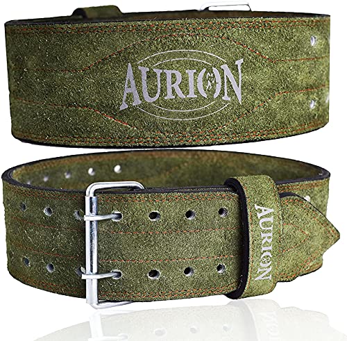 Image of Aurion Super-Belt-Medium(Black) Leather Weight Lifting Back Support Belt, Medium (Black) & Genuine Leather Pro Durable Comfortable & Adjustable with Buckle Weight Lifting Belt (Olive Green, Medium)