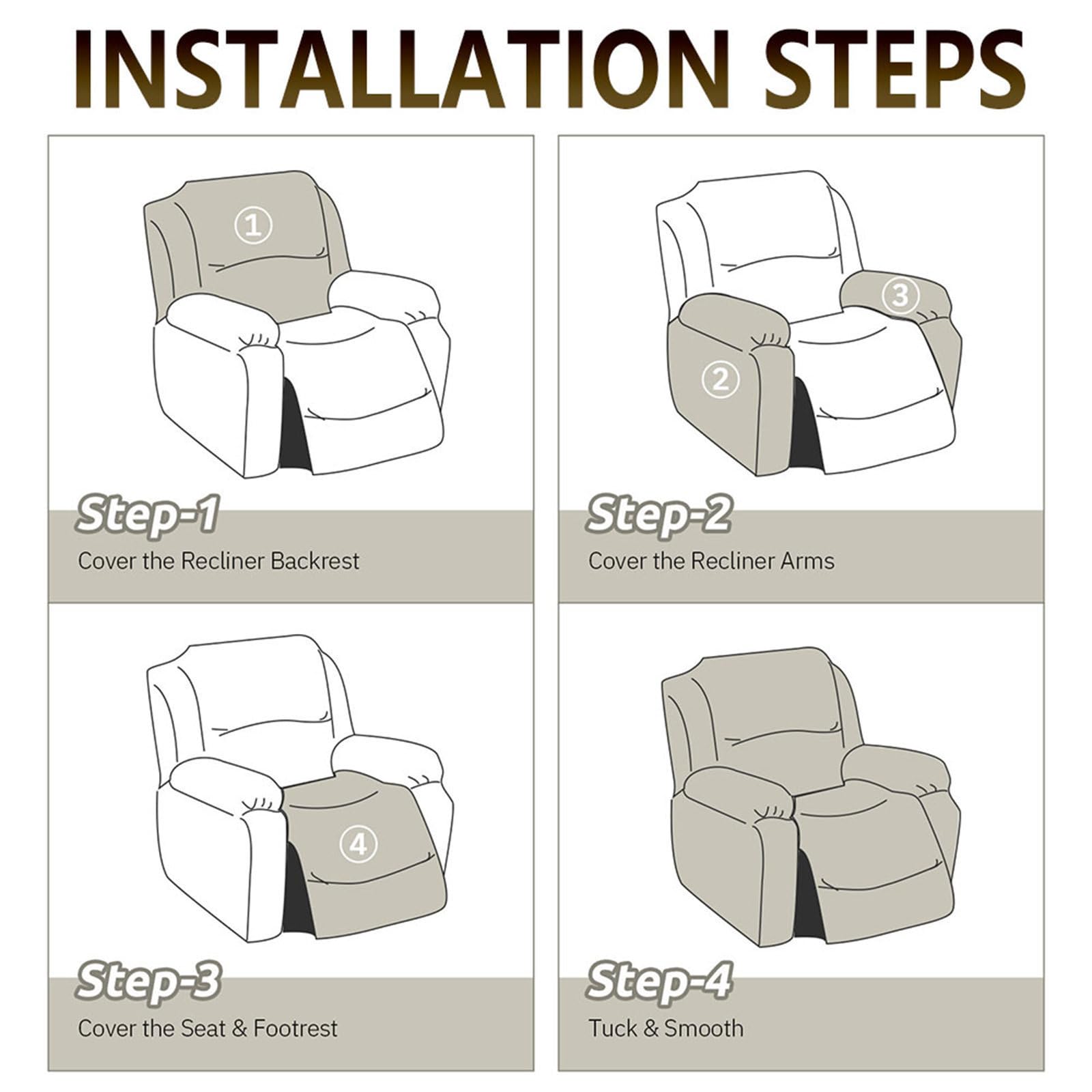 Copripoltrona Relax Reclinabile, Velluto Fodere Poltrona Relax Elasticizzato Copripoltrona 1 Posto con Tasca Copripoltrona Reclinabile Fodere per Poltrone (Cammello)