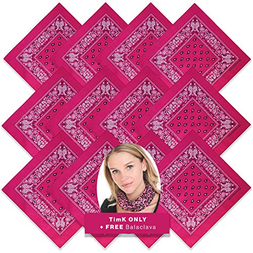 Basico Cotton Cowboy Paisley Bandanas One Dozen 12pk (12pk Paisley- Hot Pink Paisley, 22"X22" One Size)