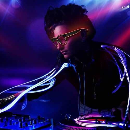 Miniatura 3 de Ainiv Gafas de luz inalámbrica, 3 modos, LED luminosas, que brillan en la oscuridad, para fiestas, DJ, EDM, Halloween, Navidad