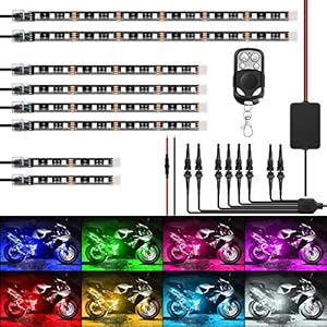 Nilight 8PCS Bike RGB Led Mild Equipment Waterproof Multi-Coloration Environment Lights Lamp with 4Key RF Wi-fi Distant for Harley Davidson Honda Kawasaki Suzuki, 2 Years Guarantee (TL-42)