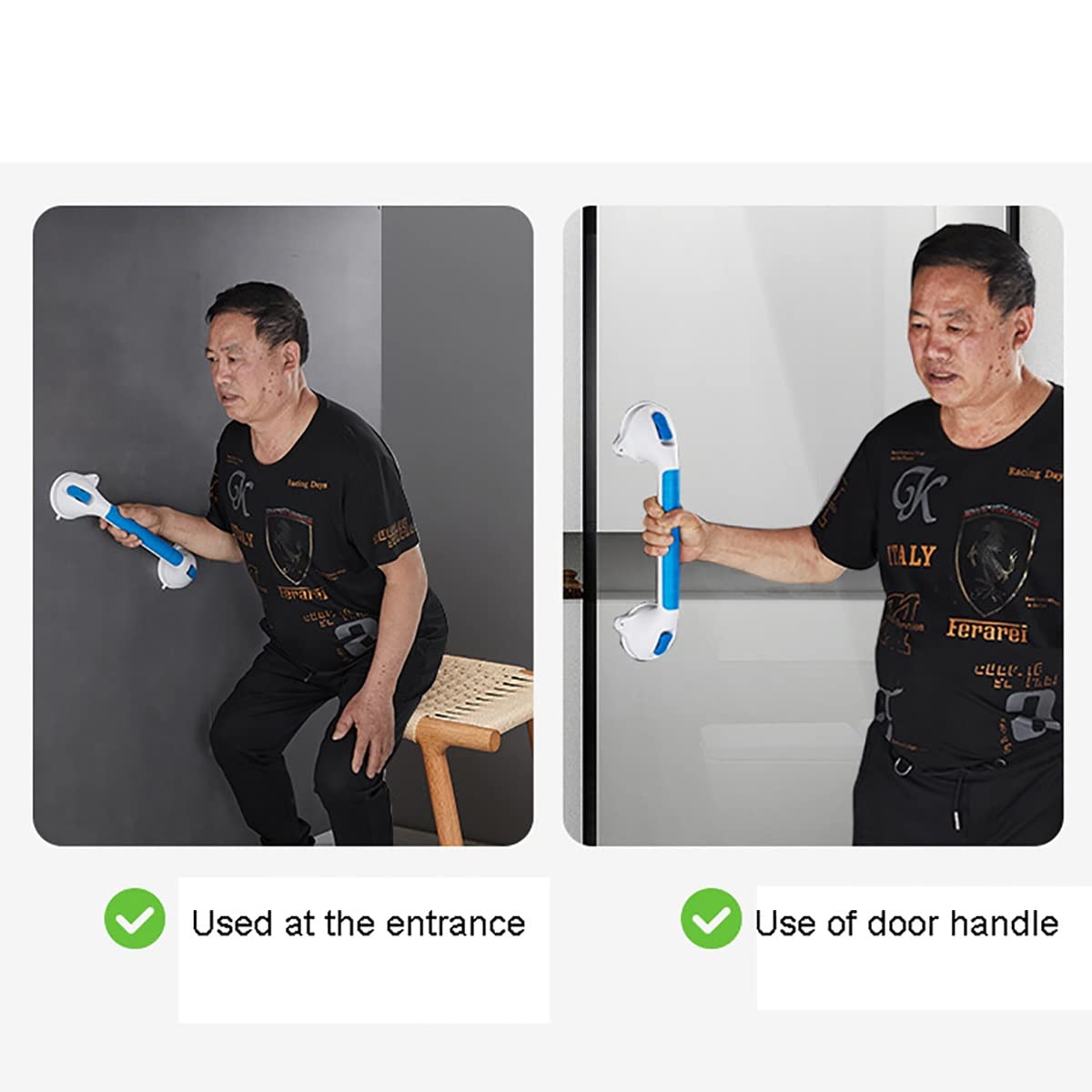 Barras de Agarre con Ventosa, manija de Seguridad for el baño, manija de la Puerta del baño en el baño del hogar, manija Antideslizante for Personas Mayores sin barreras (Size : L)