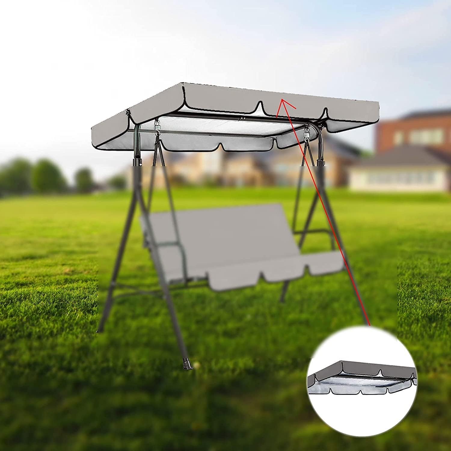 Hollywoodschaukel für 2-3-Sitzer Hollywoodschaukel – Sonnenschutz Markise Ersatz 249 x 185 x 18 cm – wasserdichtes Gartenmöbel-Zubehör