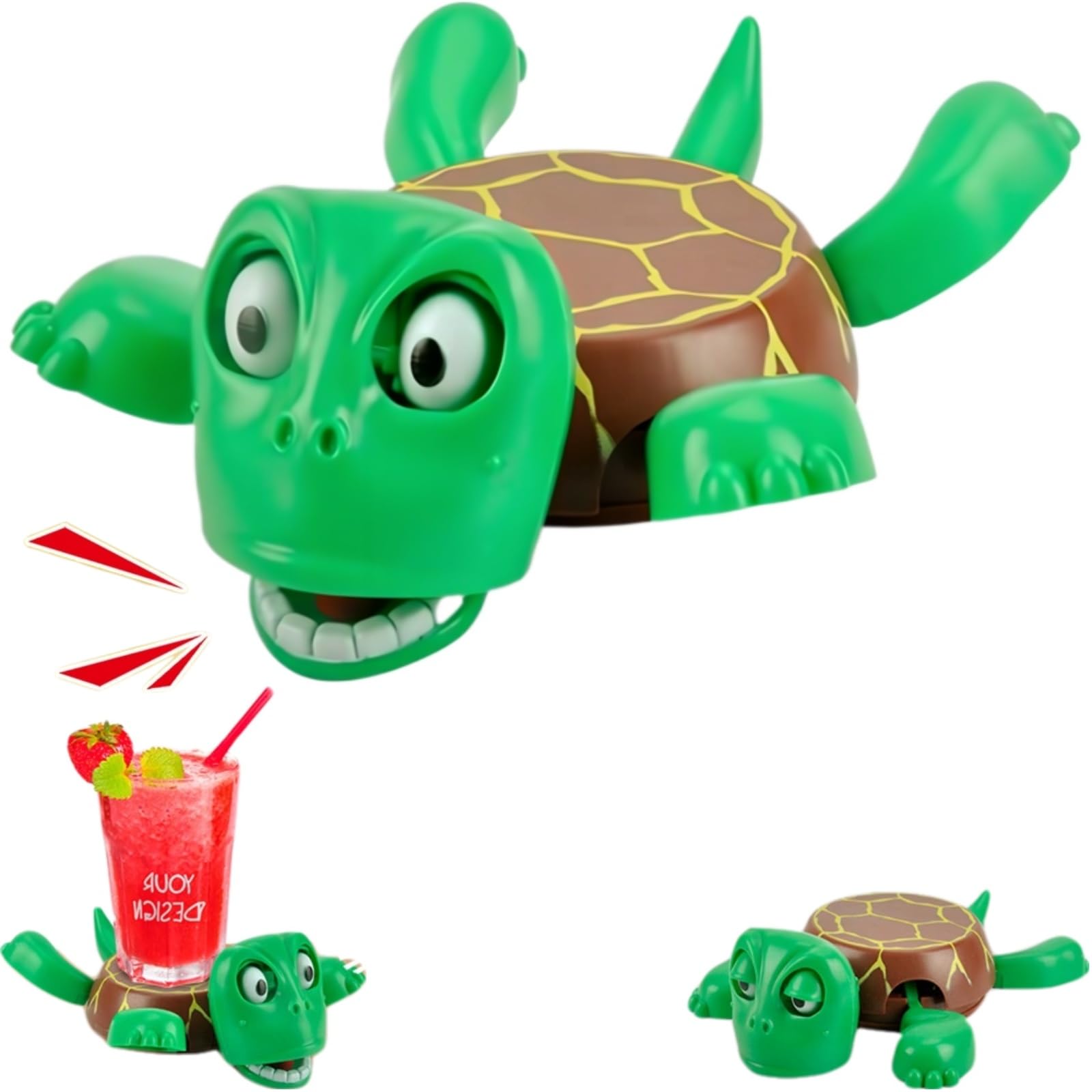 Turtle Coaster – Cute Non-Slip Drink Mat with Surprise Motion, Eco-Friendly PLA+, Classic Green for Home or Office Use (B, Silent Version)