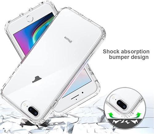 Miniatura 7 de Funda para iPhone 7 Plus/iPhone 8 Plus con protector de pantalla de vidrio templado, transparente 360 de protección de cuerpo completo, carcasa dura