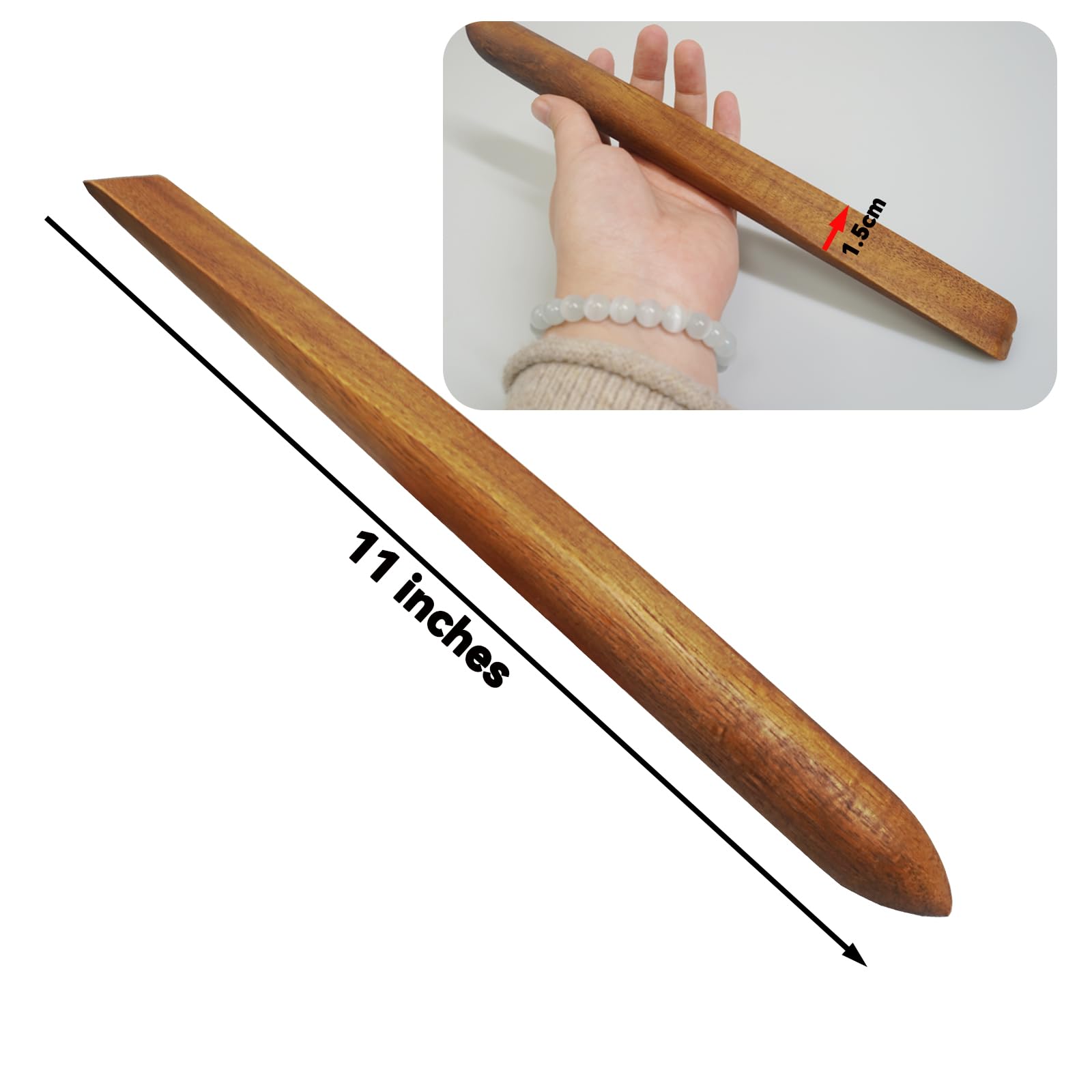 Ikokei 11'' Acacia Wooden Sourdough Bread Mixing Stir Stick, Sourdough Spatula Wooden for Kitchen Cooking, Wooden Sourdough Bread Making Tools for Stir in Flour, 28*1.5cm