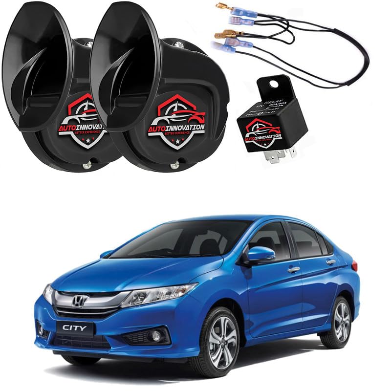 AUTOINNOVATION 12V Snail Electric Car Horn - Ultra Loud Air Horns for Scooters, Bikes, Trucks, and Vans (Pack of 2)