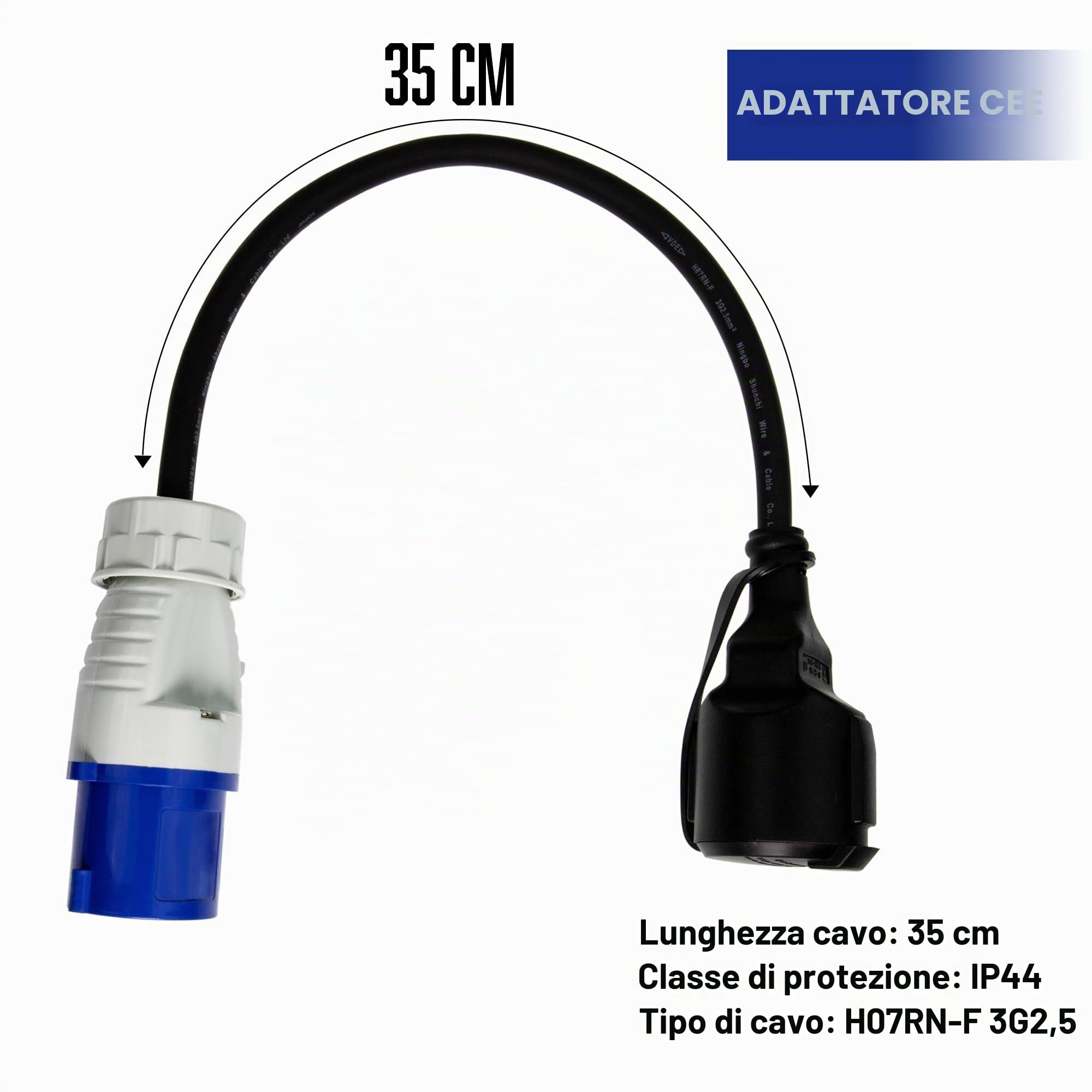3 adattatori da CEE a Schuko, spina 230 V, 16 A, per campeggio e camper
