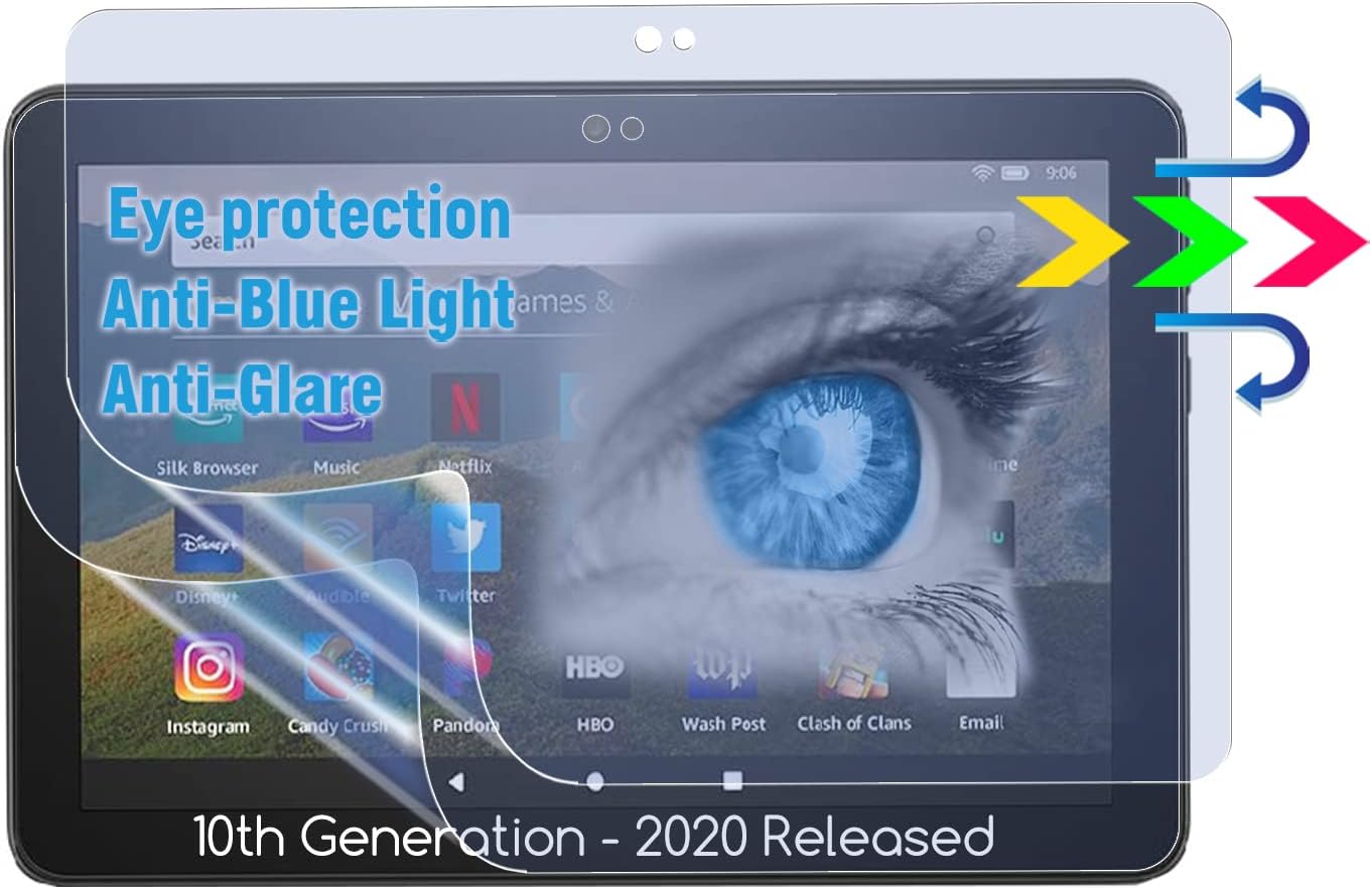 2-Pack Anti Blue Light Glare Screen Protector for Fire HD 8/ Fire HD 8 Plus 8" Tablet 12th/10th Generation(2022/2020 released), Eeys Protection Screen Film, Anti Glare/Fingerprint, HD Clear, No-Bubble