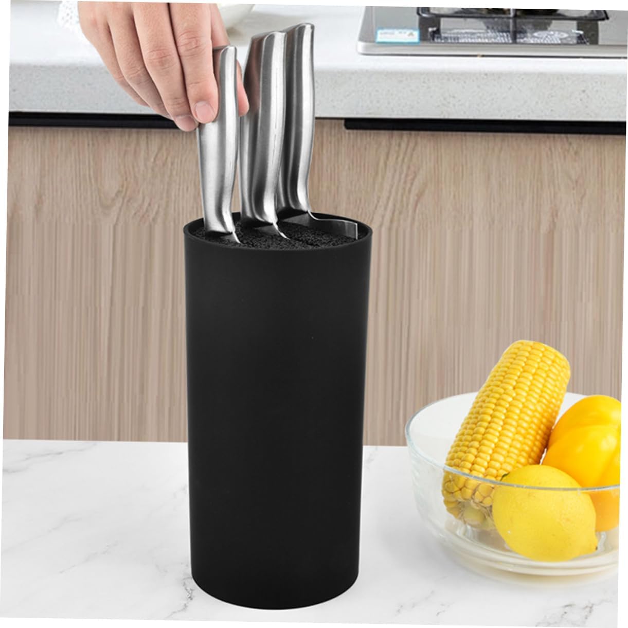 Luxshiny Multi Functional Black Plastic Knife Holder Kitchen Storage Rack Material Safe Cutter Organizer for Fast Drying and Protection