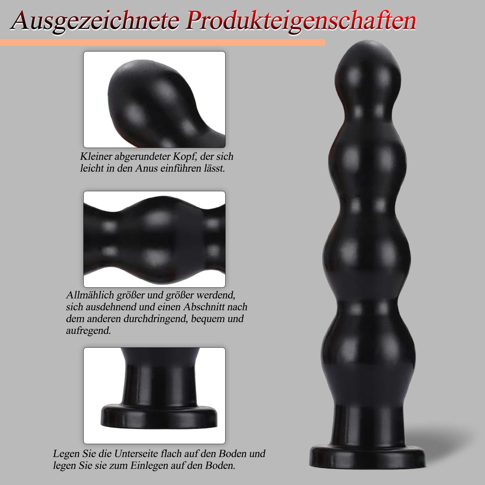 BDSMLOVE Palline anali con 4 Palline, Plug Anale Donne Uomo Coppia Dilatatori Anali SexToy, Plug Anali Sexytoysys Dildo, Butt Plug per uomini donne coppie principianti professionali (Nero)