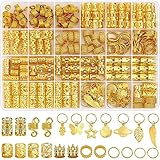 280 Pcs Hair Jewelry for Women, Hair Charms Cuffs Beads for Braids Loc Jewelry for Dreadlocks, Adjustable Gold Braids Coils Rings Decoration for Dreadlock Accessories