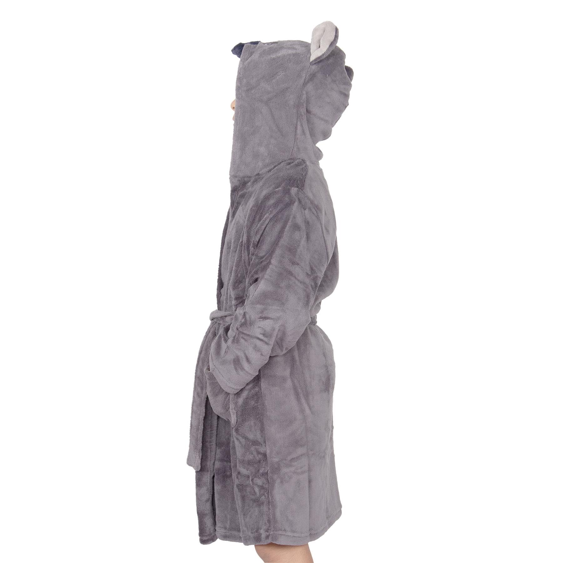 A2Z 4 Kids Accappatoi per ragazze e ragazzi alla moda con viso di rinoceronte, in morbido pile felpato, camicia da notte per bambini, con cappuccio, accappatoio con cappuccio, unisex, 3-14 anni