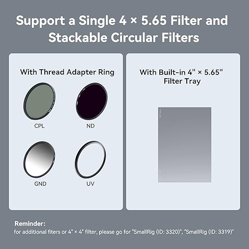 Miniatura 6 de SmallRig Mini Matte Box Lite, DSLR Matte Box con bandera superior de fibra de carbono, con anillos adaptadores de lente para lentes de 2.638 in2.835