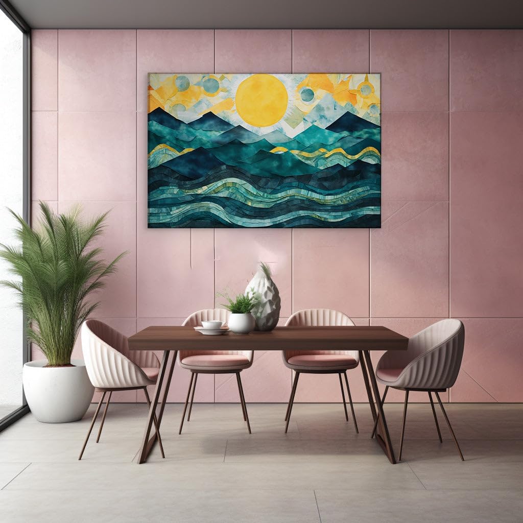 Canvas for Living room. Sun and Moons in Symposium: A Vivid Dance of Celestial Artistry, 27 x 18 inch Canvas Wall Art - Modern Home Decor - 69x46 cm (27x18 inch)