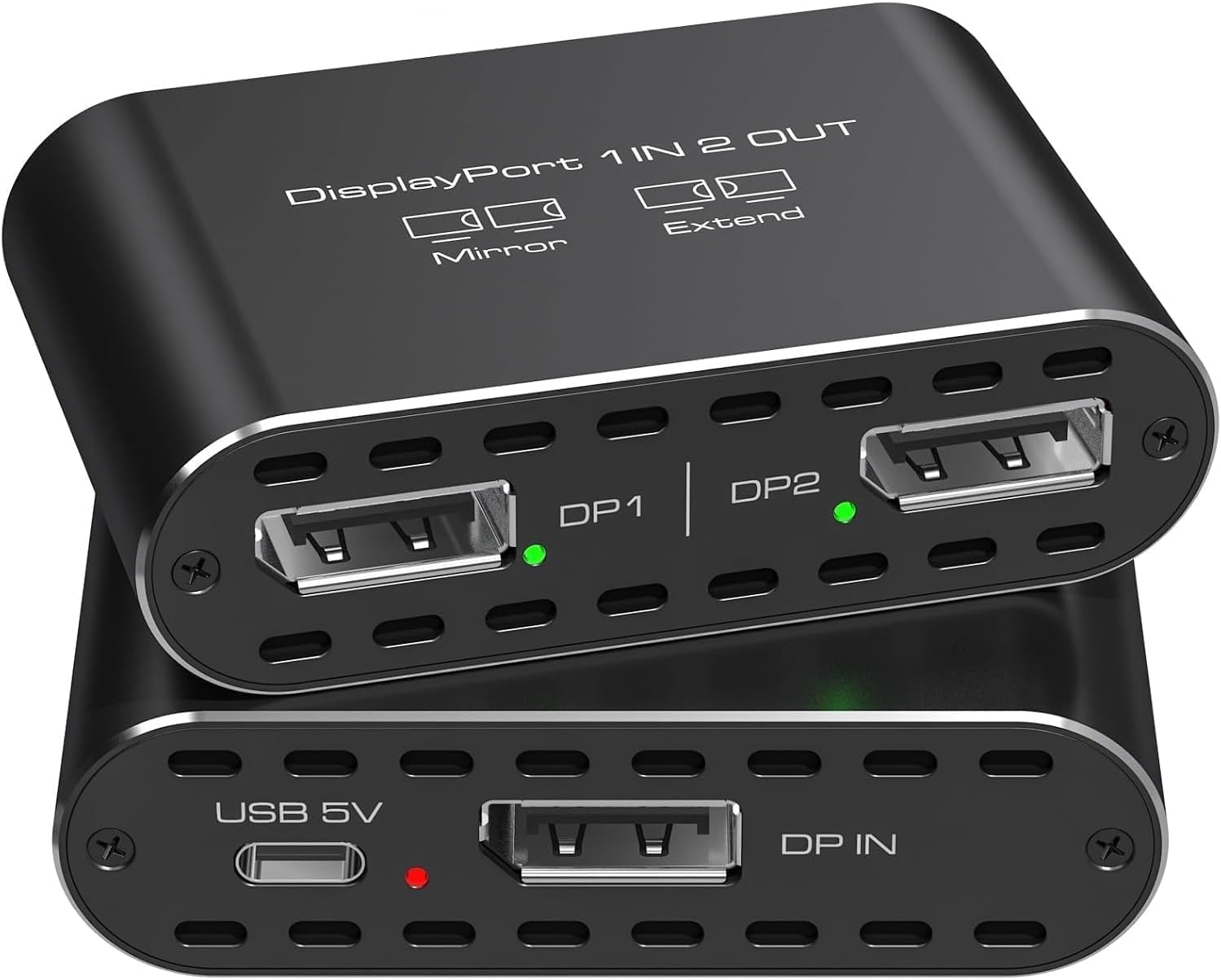 4K120Hz Dual DisplayPort Splitter for 2 Monitors Extended Display Port to Dual DP Splitter 1 in 2 Out Adapter for Laptop, Computer, PC and Graphics Card