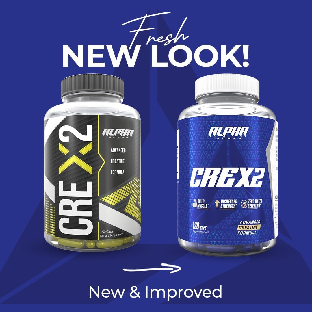 Alpha Supps Cre X2 Creatine HCL - CON-CRĒT® Creatine Formula & CEE Ethyl Ester Blend - High-Potency for Enhanced Performance & Muscle Building Support - 120 Capsules