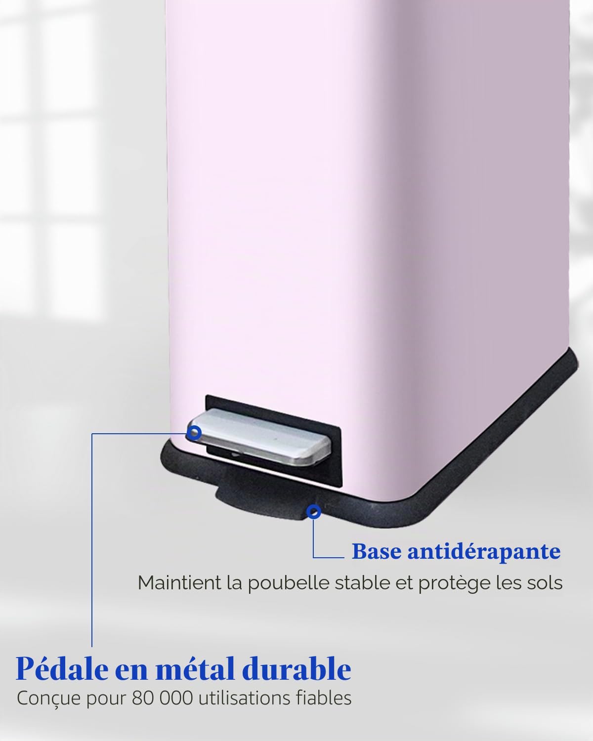 Poubelle de salle de bain avec couvercle - En acier inoxydable - 10 l - Petite poubelle de salle de bain - Poubelle à pédale - En acier inoxydable - Pour salle de bain, chambre et bureau