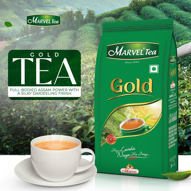 Image of Marvel Gold Tea 250g with Kadak CTC, Handpicked Strong Chai From Assam & Darjeeling, Refreshing Aroma & Rich Taste - Black Tea