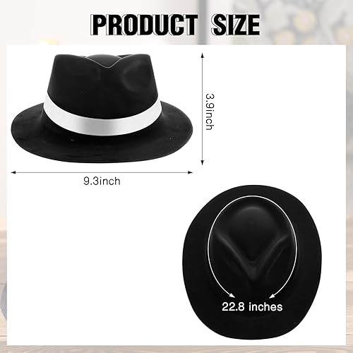 Miniatura 8 de Sureio Sombrero de gángster de 12 piezas, sombreros de plástico para caballeros, sombreros de disfraz de gángster para hombres, mujeres, niños,