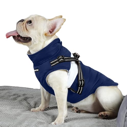 BabyDog Abrigo Chaleco para Perro con Forro Polar, Arnés con Anilla,Cremallera Ajustable sin Mangas (S