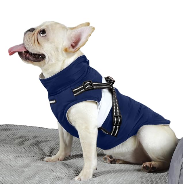 BabyDog Abrigo Chaleco para Perro con Forro Polar, Arnés con Anilla,Cremallera Ajustable sin Mangas (S
