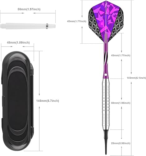 Miniatura 2 de Deetenks Juego de 3 dardos de punta suave, 0.63 oz, kit de dardos profesionales con funda de transporte para diana