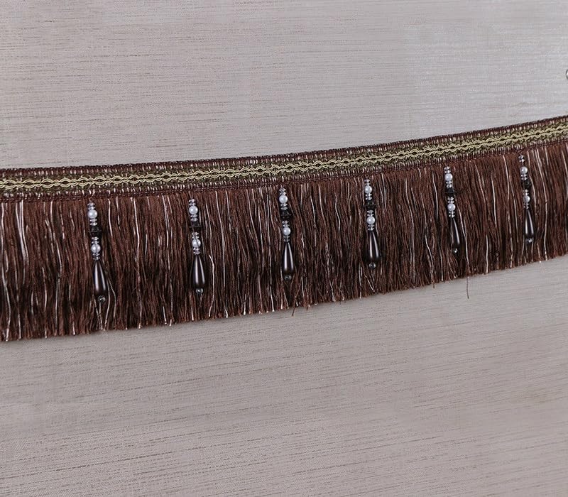 Garniture à franges, dentelle pour rideau, 1 mètre de garniture à pompon perlé, franges tressées, ruban de tissu, couture, rideau, nappe, accessoires de décoration pour la maison (couleur : rouge) (
