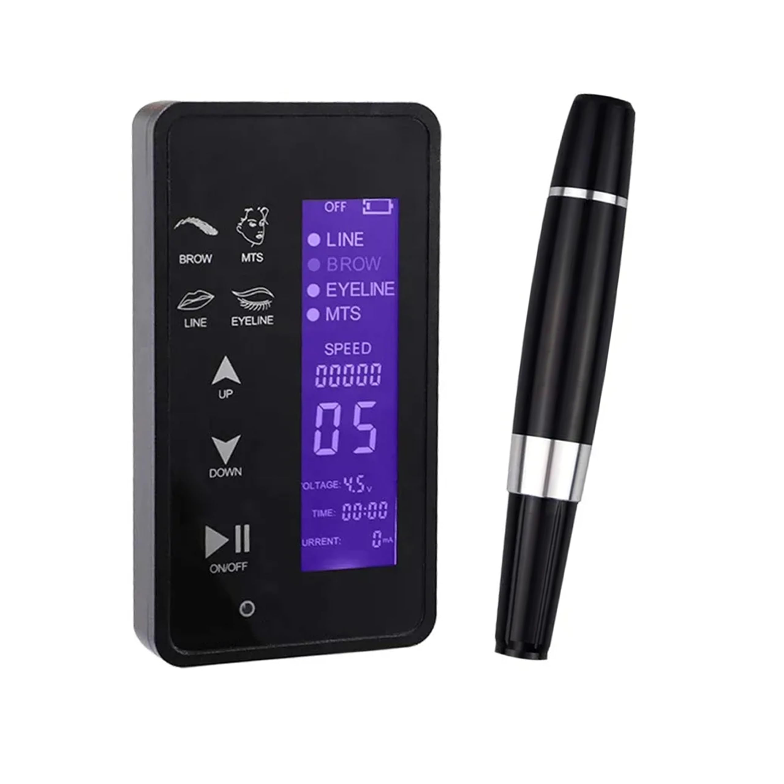 Kit de máquina de tatuaje de maquillaje permanente digital inteligente con panel táctil, 15 niveles de velocidad y 4 modos para cejas, delineador de ojos, labios y MTS (Nero)