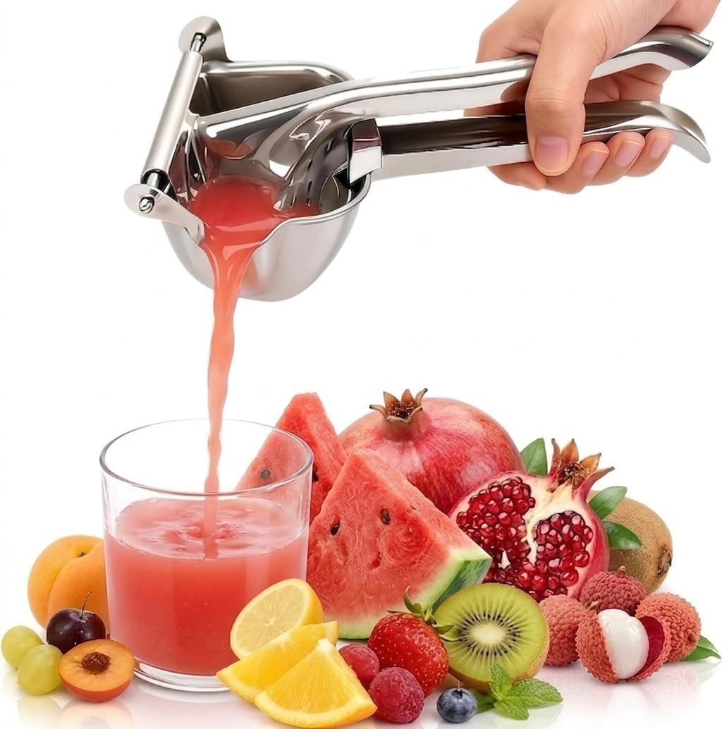 Manual Juice Squeezer, Manual Citrus Juicer Press, Heavy Duty Aluminum Alloy Fresh Fruit Juice Squeezer Handheld Orange Juicer Efficient Extractor for Oranges Lemons Citrus Lime (1)
