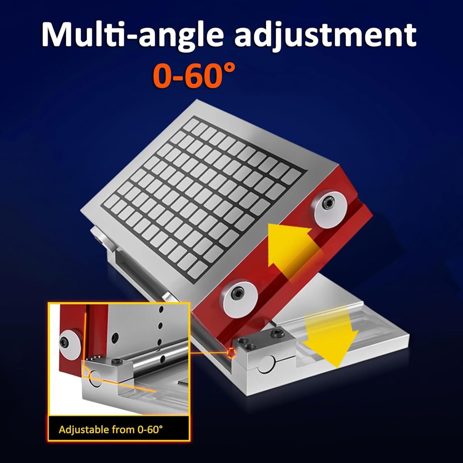 Stały uchwyt magnetyczny, 150 mm x 150 mm uchwyt szlifierski CNC, siła magnetyczna 230 N/cm², kąt obróbki 0-60°, siła magnetyczna 43 kg na siatkę do frezarki