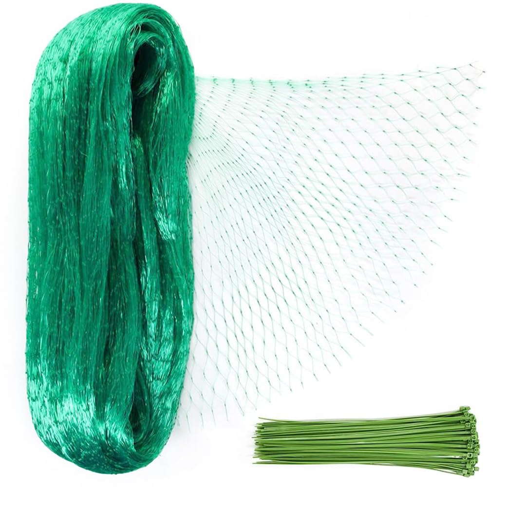 16 x 33ft Garden Netting, Bird Netting Strawberries Cover for Plants, Fruit, Vegetables,Seedlings with 100 PCS of Zip Ties