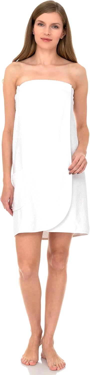 TowelSelections Womens Shower Wrap Adjustable Cotton Terry Cloth Gym Cover Up with Snaps