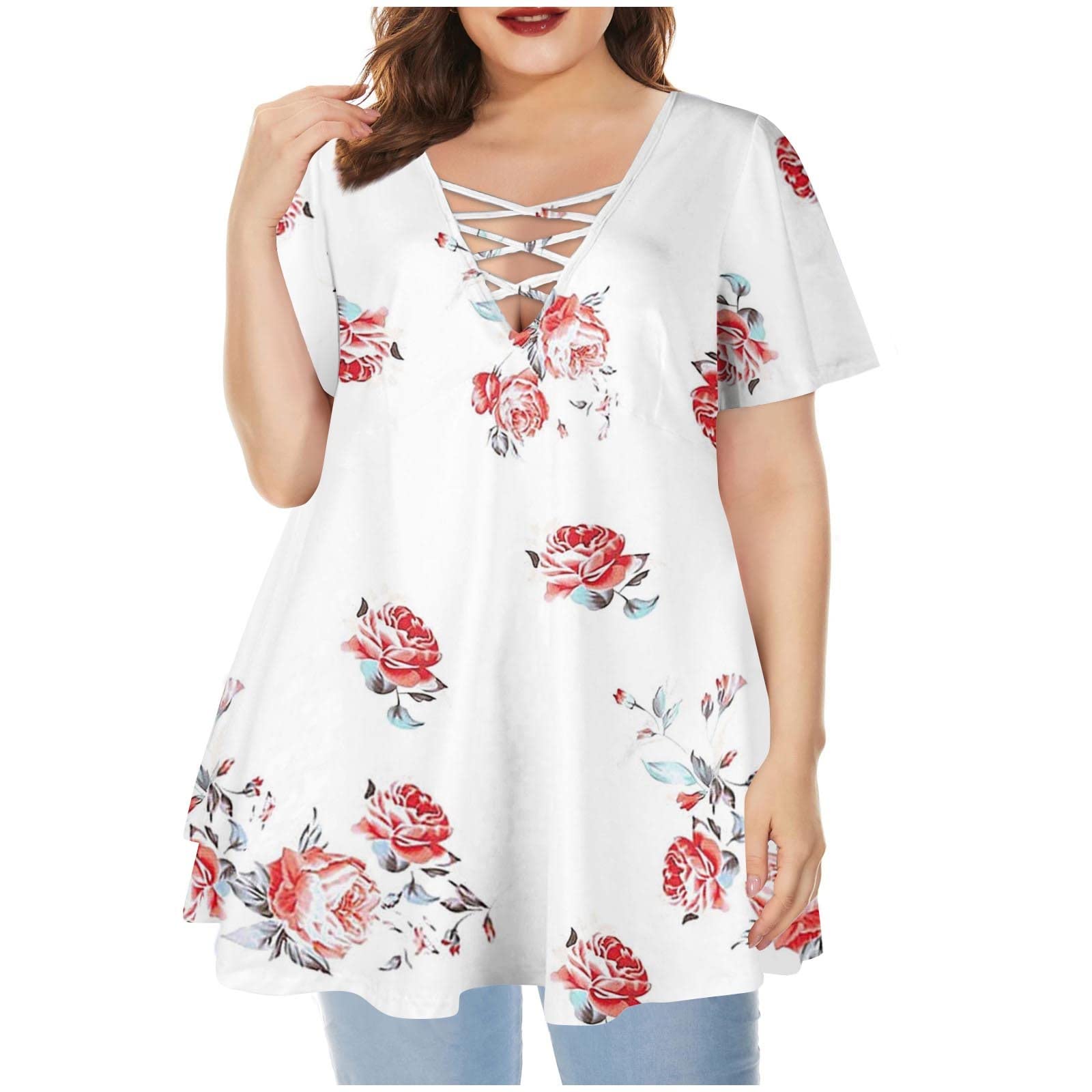 Easter T Shirts for Women Shirt Short Sleeve Round Neck Cute Graphic Tops Funny Casual Loose Holiday Fall Tees